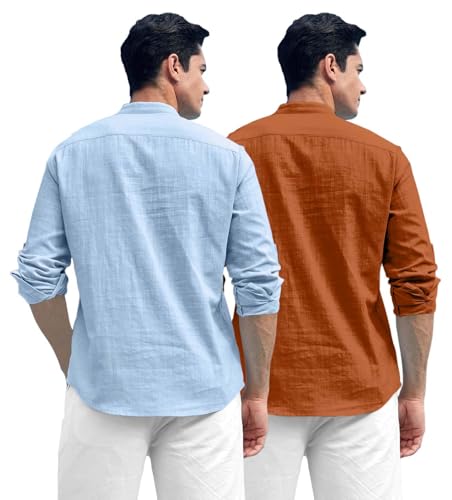 Image of Zombom Men's Kurta || Chinese Collar Long Sleeves || Straight Hip Length Kurtas || Short Kurta for Men || for Festival || Function || Occasion Wear Fancy Kurta for || Best Gifts for Men