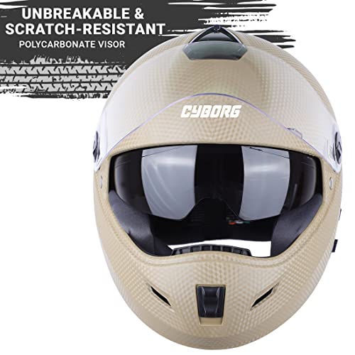 Image of Steelbird Rox Cyborg ISI Certified Full Face Helmet for Men and Women with Inner Smoke Sun Shield and Outer Clear Visor