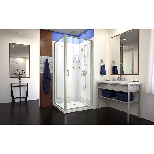 Dreamline Flex 36 In. D X 36 In. W X 76 3/4 In. H Semi-Frameless Shower Enclosure In Brushed Nickel With White Base And Backwalls, Dl-6717-04Cl #TOP7