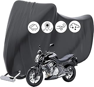 Motorbike Cover Waterproof Outdoor Oxford 245cm Motorcycle Covers Indoor Dustproof UV Scratch Bird Droppings Protection Moped Cover Fits Various Motorcycles(245 * 105 * 125 cm)