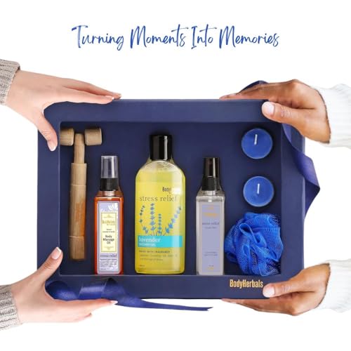 Image of BodyHerbals Lavender Essentials Bath & Body Gift Set for Women & Men - 6 Pcs Skin Care Kit | Vegan Luxury Gift Box for Birthdays, Anniversaries, Weddings, , Gift & Special Occasions