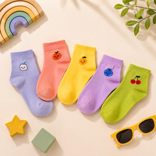 Image of THELA GAADI Printed Kids Socks | Ankle Length Pure Cotton Socks for Kids Boys and Girls | Breathable, Odourless, Cute | Pack of 5