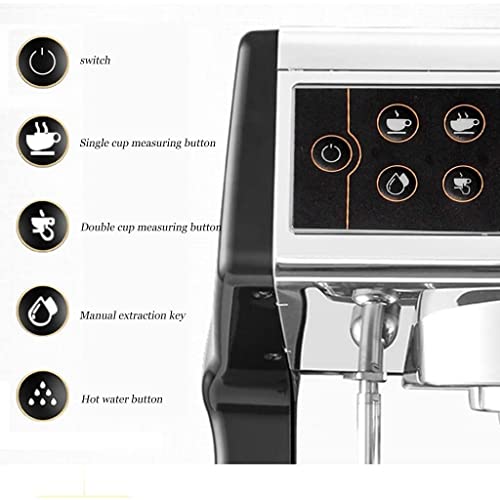 Máquina de café Espresso Comercial Semiautomático Espumador de Leche recién molida, Acero Inoxidable Cepillado (Color… - Imagen 6