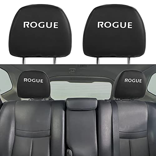 XITER 2 Pcs Leather Headrest Covers Scratch Resistant Rear Seat Head Rest Covers for Nissan 2014-2020 Rogue 2017-2022 Rogue Sport Accessories (Black)
