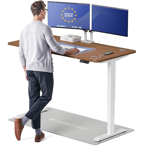 Image of Desktronic HomePro Standing Desk 60x30 - Made in Europe, Ergonomic Sit Stand Home Office Desk, Electric Height Adjustable, Dual Motor, USB & USB-C Charging, Wobble-Free, Touchscreen, 3 Memory Presets