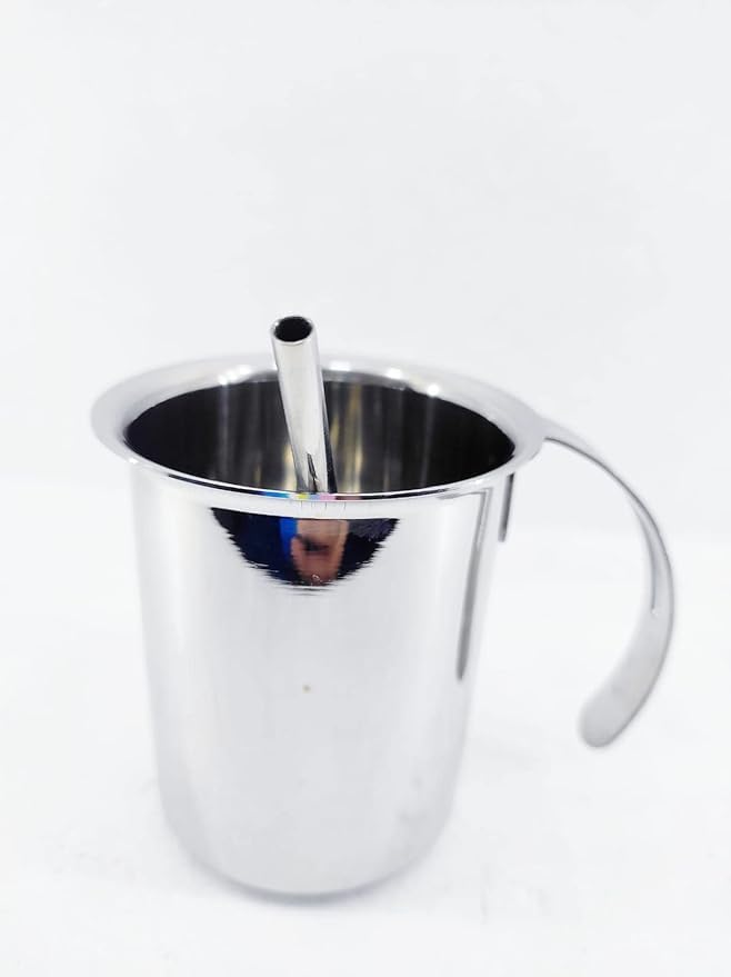LUXURIA Steel Sipper for Milk with Straw and Handle (Round)-image-38