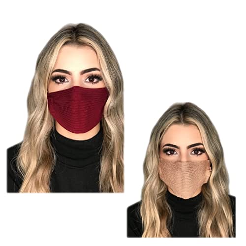 KIT com 3 Máscaras Femininas Cores - Máscara Tricot Canelada Viscose - Máscara Blogueirinha