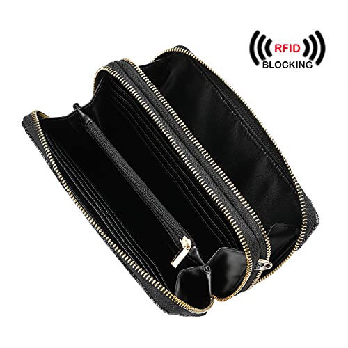 Image of Lanyani RFID Crossbody Wallet Wristlet Purse with Phone Pocket For Women Vegan Leather