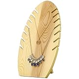 MyGift 13-Inch Natural Wood 7-Slot Necklace Holder Jewelry Display Stand