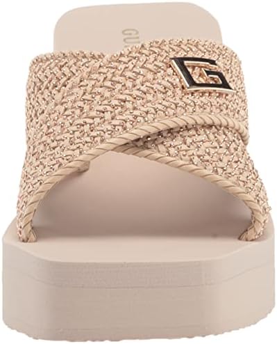 GUESS Women's DANVI Wedge Sandal, Light Natural, 10 | Image 1