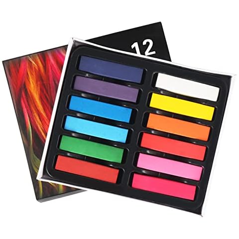 MKNZOME 12 Non-toxique Temporaire Des Cheveux Pastel Chalk Kit de Beauté, Cadeau Fille pour Filles Enfants Cadeau D'anniversaire, Noël Decoration, Festival Accessoire, Fête, Cosplay Cover