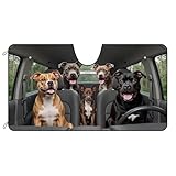 stafford bull terrier cachorro Tamaño: 140 x 76 x 0,2 cm aprox. 140 x 76 x 0,2 cm. Se adapta perfectamente a la mayoría de parabrisas de coches, SUV de tamaño mediano, camiones pequeños o camiones. Comprueba el tamaño de tu parabrisas si tienes un coche de tamaño mini o SUV de tamaño extra grande
