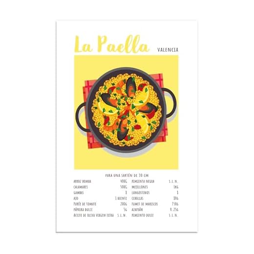 Vulfire Impresión de Pared Paella, Cocina Española, Idea de Regalo Original, Decoración para Casa Cocina Comedor Restaurante, Póster en papel glossy premium (A3 (29,7 x 42 cm))