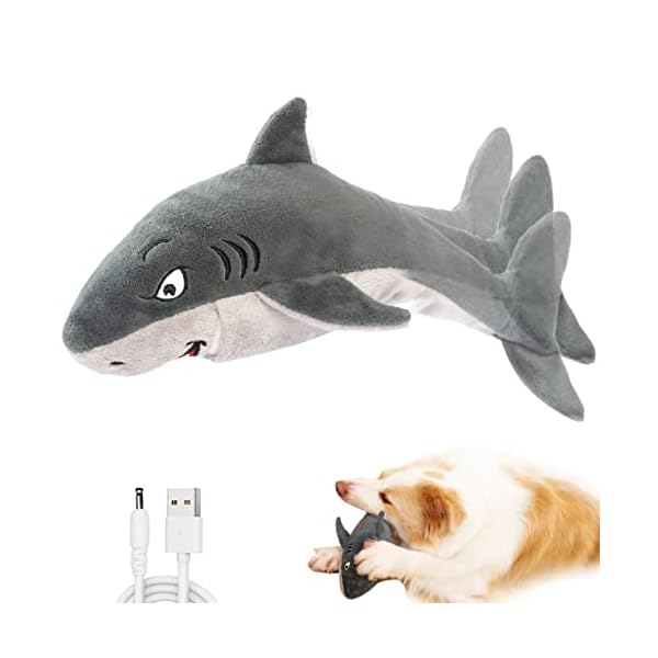IOEN Interactive Floppy Fish Dog Toys for Large/Medium/Small Dogs,Squeaky Plush Tough Puppy Toys,Motion Activated (Floppy Shark)