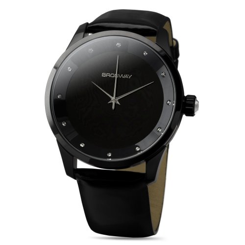 Brosway MR04 Montre Femme Quartz Analogique, le cadeau idéal en cuir noir