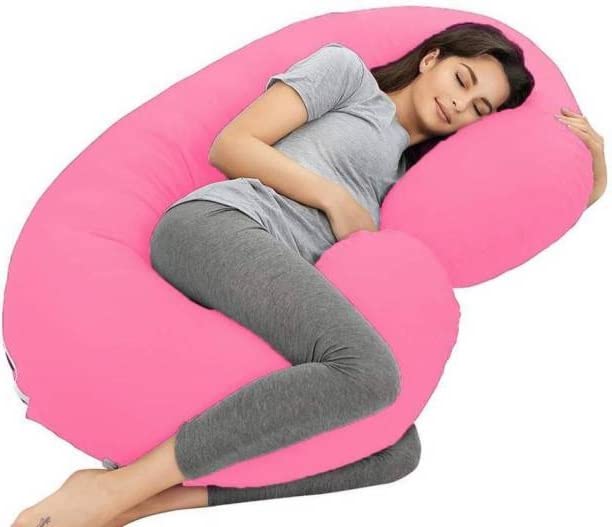 Shakumbhari Enterprises Microfiber Pregnancy/C Shape Maternity/Full Body Sleeping Pillow for Pregnant Women with Velvet Zippered Cover, Pack of 1 (Pink)
