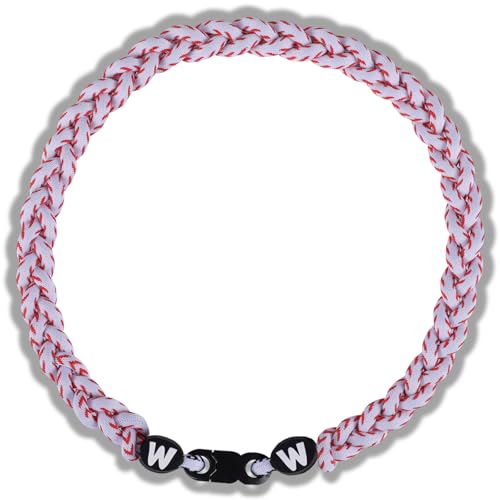 Willtok Premium 18inch Baseball Necklace w/Nylon Tri-Braided Rope Tornado Design (Baseball Stitch 18 inch)