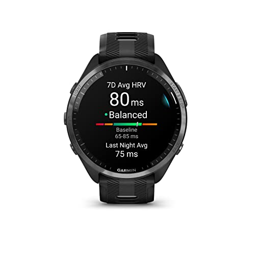 Image of Garmin Forerunner 965 GPS Triathlon Smartwatch,Amoled Touchscreen, Battery Upto 23 Days, HRV Status, Advanced Sleep Score, Track Running, Cross Training, Vo2 Max, ClimbPro, Load Ratio with Black Band