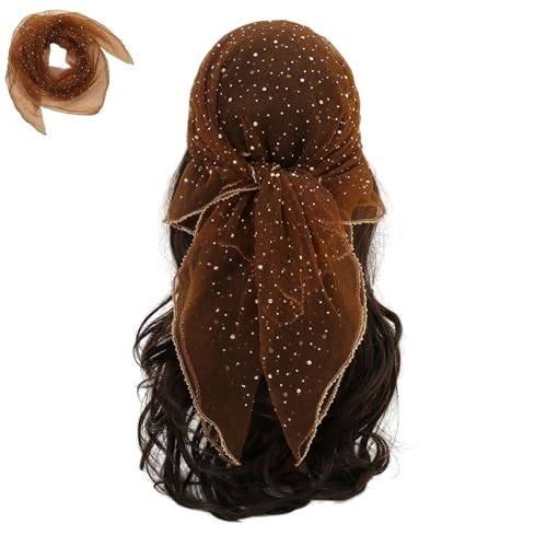 Women's Glitter Decor Head Scarf, Rhinestone Head Scarf, Soft Glitter Rhinestone Long Scarf Shawls
