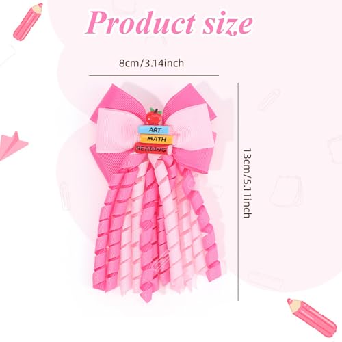 Pinzas para cabello de lazo rizado rosa 3 pulgadas miniatura 6