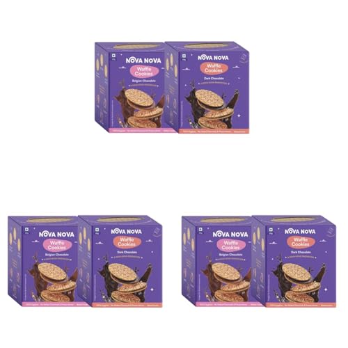 Image of NOVANOVA Assorted Belgian & Dark Chocolate Waffle Cookies - Box Of 12 - Vegetarian, 100% Eggless | No Added Preservatives - 120 G (Pack of 3)