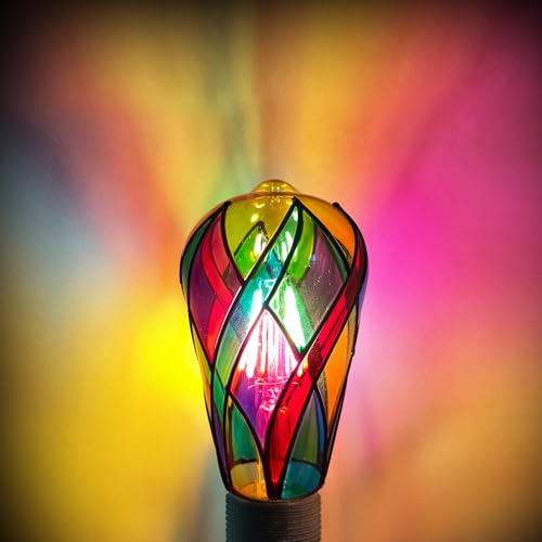 Aygrochy LED Stained Glass Light Bulb LED Bulbs,4W E26 Base ST19 LED Colored Light Bulb Stained Glass Bulb,for Decoration,Party,Home Lighting,Garden,Balcony,2 Pack