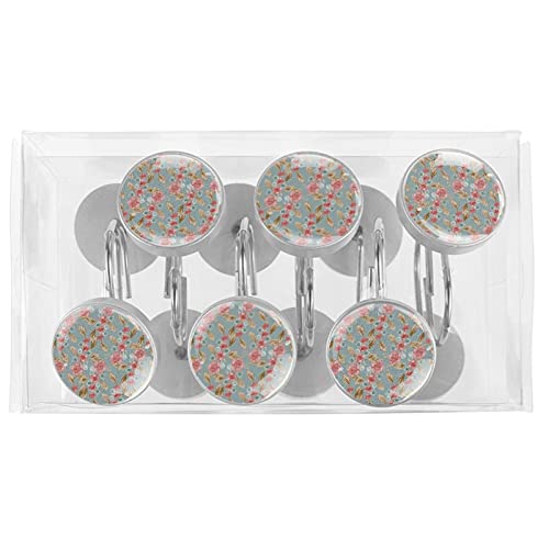 Crochets pour rideau de douche anneaux en verre cristal motif floral accessoire salle de bain x12