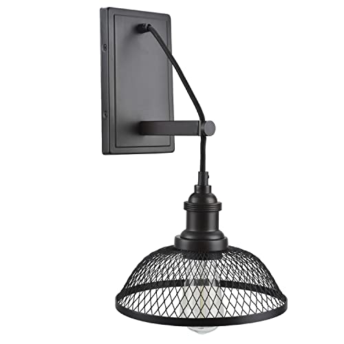 Image of Aspen Creative 62093, One-Light Metal Bathroom Vanity Wall Light Fixture, 8 1 /2 inch Wide, Transitional Design in Bronze with Metal Mesh Shade