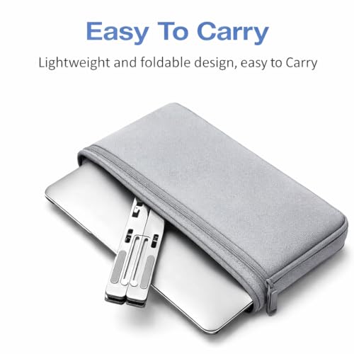 Image of 6 Angles Adjustable Aluminum Ergonomic Foldable Portable Tabletop Laptop /Desktop Riser Stand Holder Compatible for MacBook, HP, Dell, Lenovo & All Other Notebook (Silver)