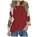 GANBADIE - Camiseta de manga larga para mujer, diseño casual, talla O-Cou estampada Lâche Túnica, rojo, XL