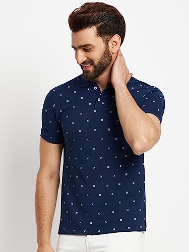 Image of Men's Cotton Half Sleeves Printed Polo T-shirt-POLO105