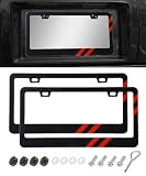 PAIYUE License Plate Frames,Car Accessories Aluminum Alloy 3 Color License Plate Covers,Automotive Replacement Sports Logo Universal Tags for Front and Rear,Suitable for Most Cars (B-2PCS)