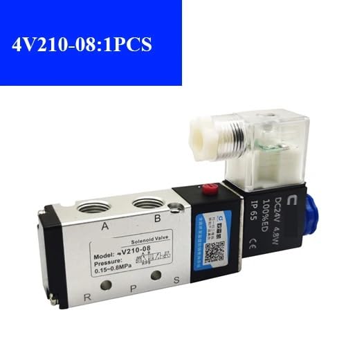Válvula solenoide de 5 vías, Control de 2 Posiciones, válvula magnética de Gas y Aire, Accesorio for Manguera de 4mm-12mm(Only 4V210-08,AC220V)