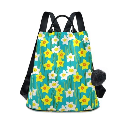 Sac à dos femme motif jonquille jaune et vert pour le quotidien