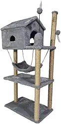Arranhador para gatos Casa com 3 níveis (Cinza)