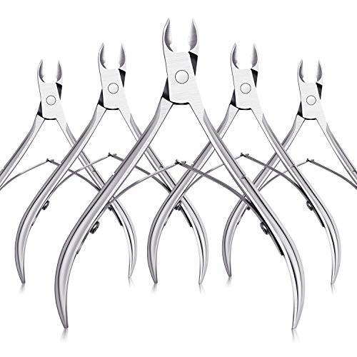 5 Pieces Cuticle Trimmer Cuticle Remover Cuticle Cutter Stainless Steel Cuticle Nippers Manicure Tools Cuticle Clippers for Women Men Fingernails (Silver)