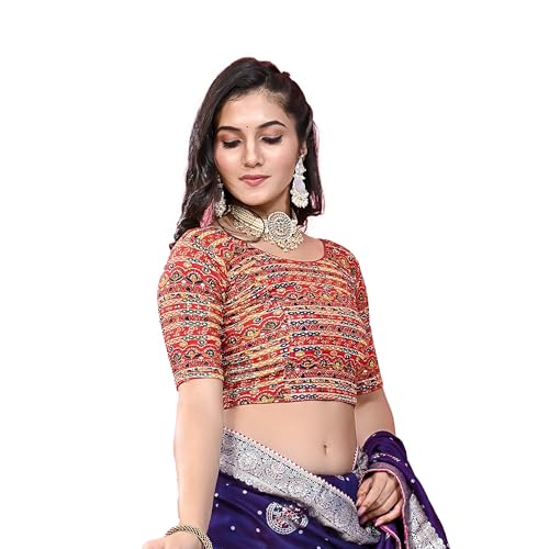 Image of Colorful Street Cotton Stretchable Round Neck Printed Blouse