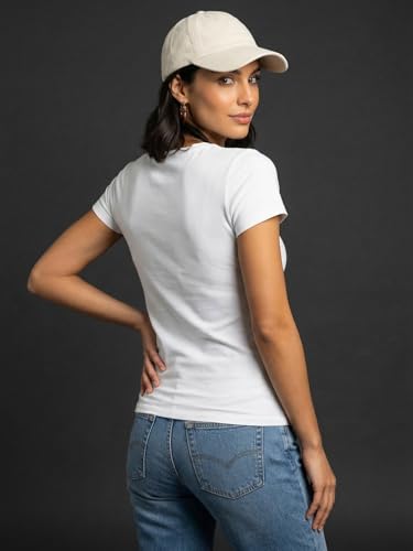 Image of NOBERO 100% Cotton T-Shirts for Women Stylish | Regular Fit | Graphic Printed T Shirts for Women 180 GSM Combed Cotton | Crew Neck Half Sleeve