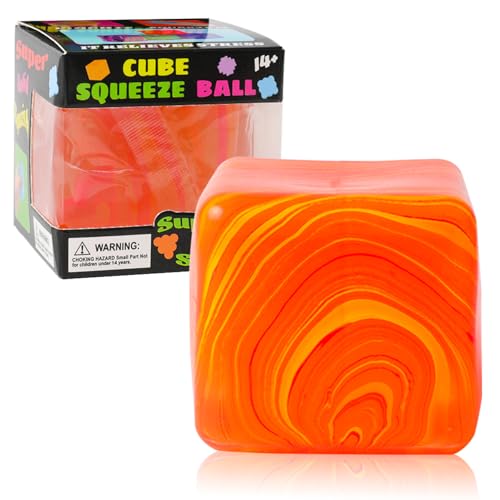 Stress Balls, Squishy Stress Cube for Kids Adults, Squishy Slow Rising Fidget Cube Sensory Toys for Anxiety Stress Relief, High Density Ice Squeeze Ball Cubes for Adults Kids. (Orange)