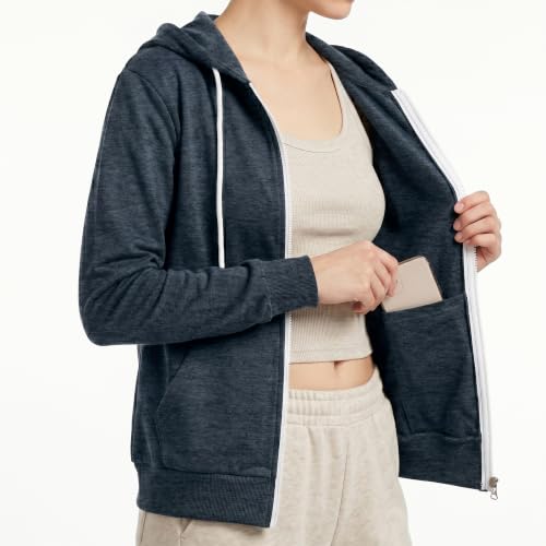 Image of GIVON Womens Casual Zip Up Hoodie Cotton Blend Soft Fabric Basic Layering Hooded Jacket with Kangaroo Pocket