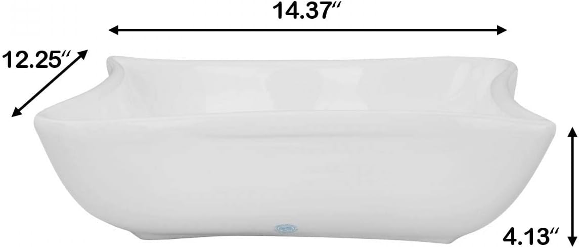 Renovators Supply Manufacturing Small Countertop Vessel Sink SQUIRLY 14.37 In. White Ceramic Bathroom Sink