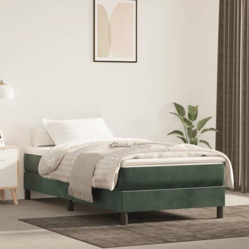 kithwjll Colchón de muelles ensacados medio verde oscuro 120 x 190 x 20 cm terciopelo con relleno de espuma fría ergonómico transpirable para dormitorio, habitación de invitados y camping