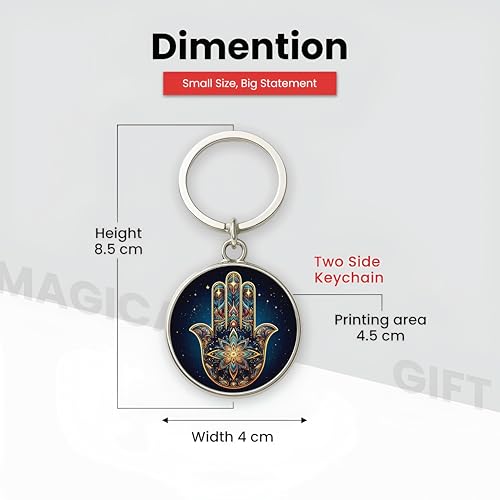 Image of MG | Protective Evil Eye /Spiritual Symbols /Om /Motivational Keychains | Double-Sided Metal Key Ring | Good Luck and devine Charm for Car, Bike, Home & Office