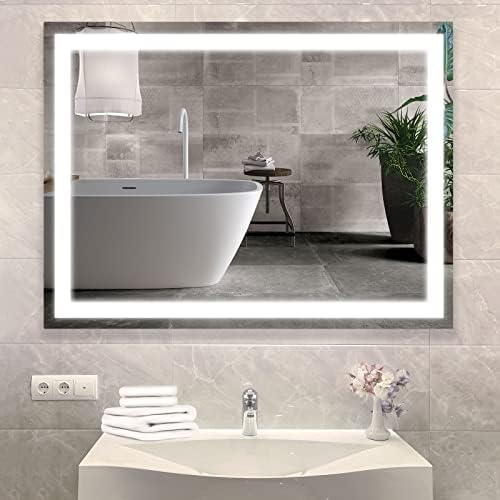 Yeeopp Vanity Mirrors for Bathroom with Lights Wall Mounted Mirrors LED Makeup Anti-Fog 6000K Large Mirror Switch Control Hangs Lighted Front Rectangle Bright