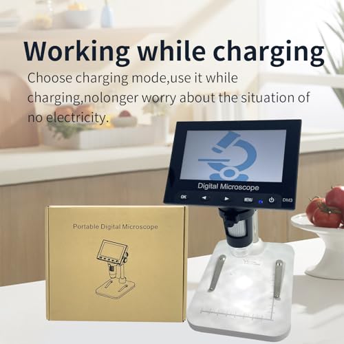 Image of USB Battery Digital Microscope 1000X Electronic Microscopes 4.3 Inch Screen with Adjustable Stand(High Definition