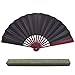 Metable Large Black Folding Fan Chinese Style Men Folded Fans Spun Silk Bamboo Hand Hold Props for Dancing Cosplay Home Office Wall DIY Decoration 13"(33 cm) in Length