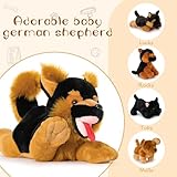 MorisMos 50cm lang riesen Schäferhund Kuscheltier mit 4 welpen im Bauch, groß Deutscher schäferhund Plüschtier Stofftier XXL, weich Plüschhund dogteddy Geschenk Kinder Baby
