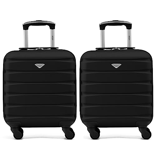 Flight Knight Set of 2 Lightweight 4 Wheel ABS Hard Case Suitcases Cabin Carry On Hand Luggage Approved for Over 35 Airlines Including easyJet, Maximum Size for KLM & Air France 55x35x25cm
