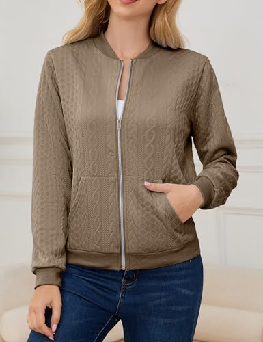 Image of Womens Full Zip Up Cardigan Sweater Casual Solid Long Sleeve Sweatshirt Coat with Pocket