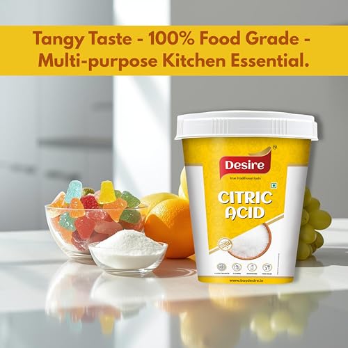 Image of Desire Pure Citric Acid Crystals 200g | 100% Food Grade Nimbu Sat | Natural Preservative & Flavor Enhancer | For Cleaning, Cooking, Pickling & Household Use (Pack of 2)